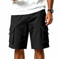 thumbnail image 1 of Hurxie Mens Casual Sweat Cargo Cotton Shorts Drawstring Elastic Waist Athletic Workout Gym Jogger Shorts with Pockets Black,L, 1 of 7