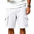 thumbnail image 1 of Hurxie Mens Casual Sweat Cargo Cotton Shorts Drawstring Elastic Waist Athletic Workout Gym Jogger Shorts with Pockets White,3XL, 1 of 7