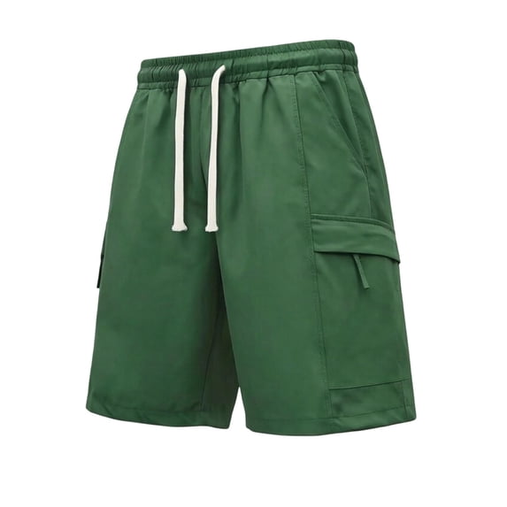 Hurxie Mens Casual Sweat Cargo Shorts Drawstring Elastic Waist Short Athletic Workout Gym Jogger Shorts with Pockets Green,3XL