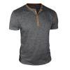 thumbnail image 1 of Hurxie Mens Henley Shirts Short Sleeve Casual Summer Basic T Shirts Button Vintage Lightweight Tee Tops Bronze,L, 1 of 7