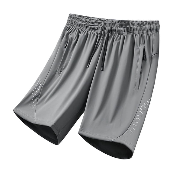 Hurxie Mens Lightweight Athletic Shorts Quick Dry Gym Workout Running Shorts with Zipper Pockets Gray,XL