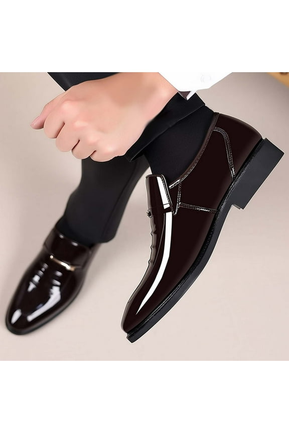 Mens Loafers, Split Leather Oxford Dress Shoes for Men, Formal Casual Business Shoes Brown 48