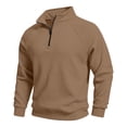thumbnail image 1 of Hurxie Mens Long Sleeve Quarter Zip Pullover Fleece Warmth Mock Neck Solid Youth Sweatshirt Winter Clothes for Men Khaki,XL, 1 of 7