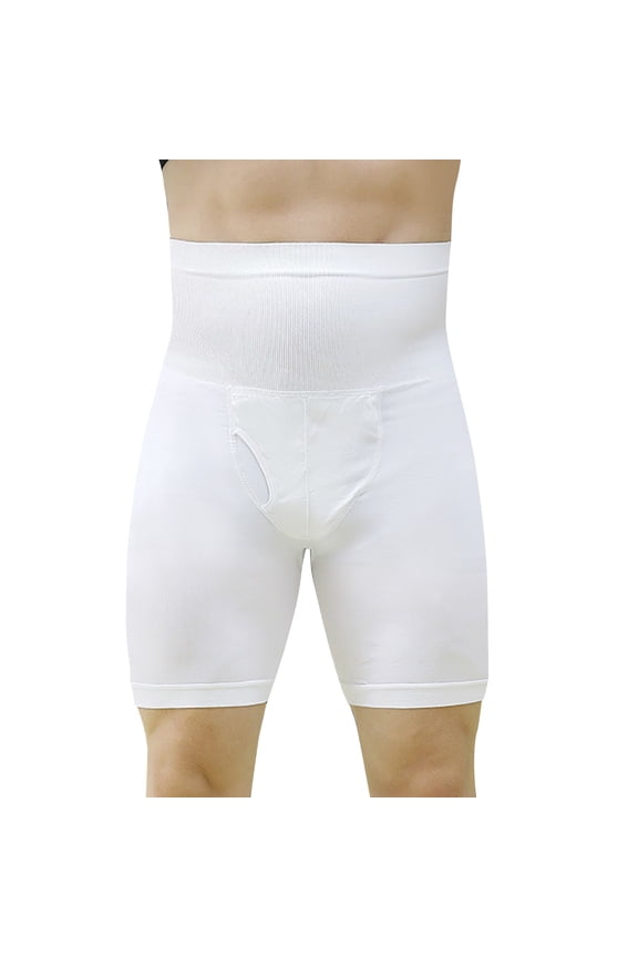 Mens Shapewear Tummy Control Underwear Compression Shorts Slimming Body Shaper Leg Boxer Briefs White,M