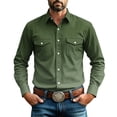 thumbnail image 1 of Hurxie Mens Shirts Button Down Long Sleeve Work Shirt Mens Casual Cowboy Cut Shirts with Two Pockets Army Green,XL, 1 of 7
