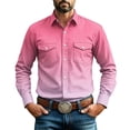 thumbnail image 1 of Hurxie Mens Shirts Button Down Long Sleeve Work Shirt Mens Casual Cowboy Cut Shirts with Two Pockets Pink,2XL, 1 of 7