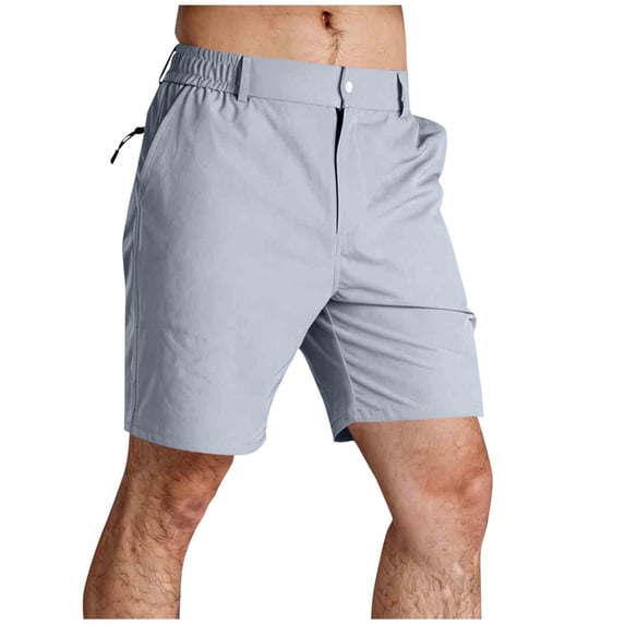 Hurxie Mens Stretch Golf Shorts with Pockets 7 Inch Inseam Lightweight Dress for Hiking Work Casual Gray,M
