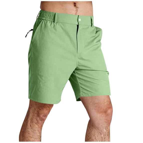 Hurxie Mens Stretch Golf Shorts with Pockets 7 Inch Inseam Lightweight Dress for Hiking Work Casual Green,3XL
