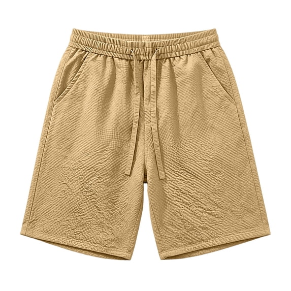 Hurxie Mens Sweat Shorts Casual Stretch Elastic Waist Sweat 7 inch Inseam Lounge Summer Running Shorts with Pockets Khaki,M