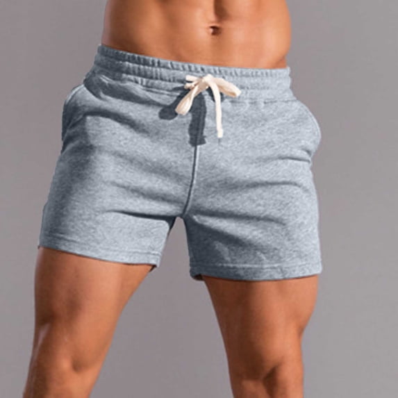 Hurxie Mens Sweat Shorts Cotton 3 inch Training Workout Gym Shorts Casual Running Shorts with Pockets Gray,M
