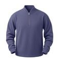 thumbnail image 1 of Hurxie Mens Sweaters Pullover Sweater Casual Athletic Long Sleeve Quarter Zipper Stand Collar Sweatshirt Purple,3XL, 1 of 6