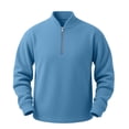 thumbnail image 1 of Hurxie Mens Sweaters Pullover Sweater Casual Athletic Long Sleeve Quarter Zipper Stand Collar Sweatshirt Sky Blue,M, 1 of 6