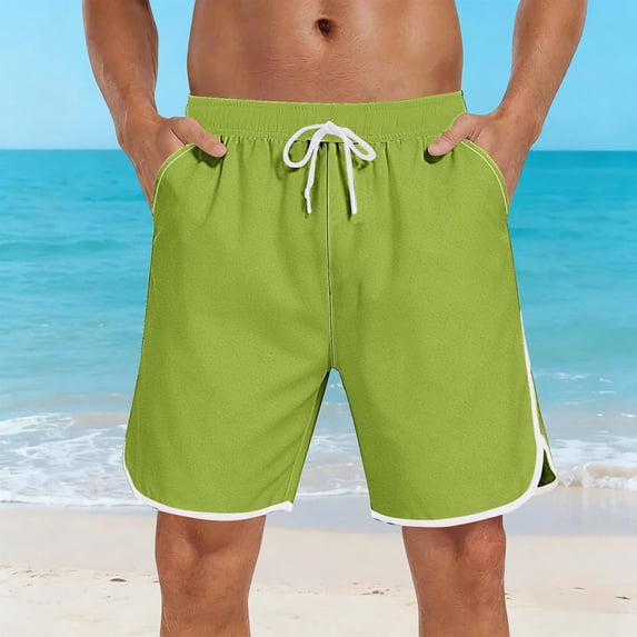 Hurxie Mens Swim Trunks 5 inch Board Shorts Quick Dry Bathing Suits Beach Swim Shorts with Pockets Army Green,XL