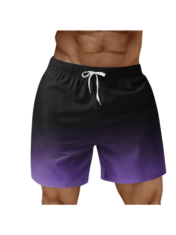 Mens Swim Trunks Bathing Suit Mens Swimsuit Swimwear Beach Shorts Quick Dry Purple,5XL