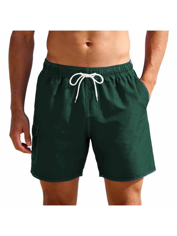 Mens Swim Trunks with Mesh Liner Quick Dry Swim Shorts Bathing Suits for Men Swimwear Board Shorts wiht Pockets Army Green,XL