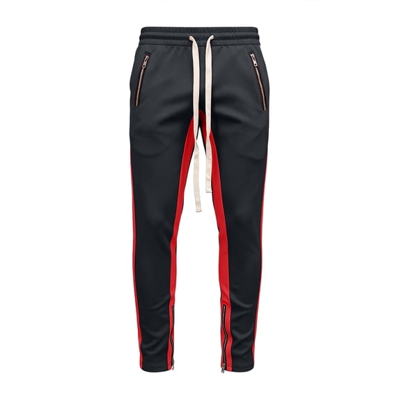 Hurxie Mens Track Pants with Ankle Zipper Slim Athletic Fit Sweatpants Red,XS