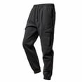 thumbnail image 1 of Hurxie Mens Work Cargo Joggers - Casual Travel Pants Pockets Classic Slim Fit Black,L, 1 of 5