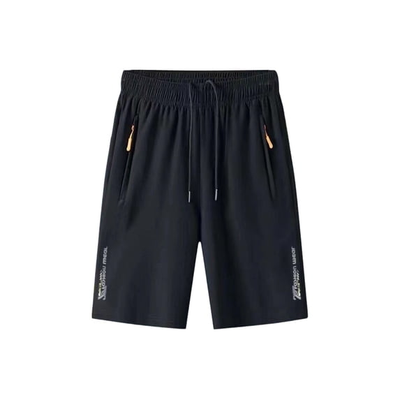 Hurxie Mens Workout Running Shorts with 2 Zipper Pockets Quick Dry 7"/5" Gym Basketball Athletic Shorts for Men Black,4XL