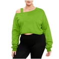 thumbnail image 1 of Hurxie Off The Shoulder Sweatshirt Asymmetrical Long Sleeve Cute Crop Tops, 1 of 7