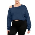 thumbnail image 1 of Hurxie Off The Shoulder Sweatshirt Asymmetrical Long Sleeve Cute Crop Tops, 1 of 7