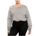 thumbnail image 1 of Hurxie Off The Shoulder Sweatshirt Asymmetrical Long Sleeve Cute Crop Tops, 1 of 7