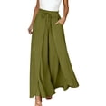 thumbnail image 1 of Hurxie Pants for Women Casual Elastic Waist Wide Leg Pants with Pockets Green,L, 1 of 7