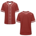 thumbnail image 1 of Hurxie Plain Blank Baseball Jerseys for Men Women Adult Hip Hop Hipster Button Down Shirts Sports Uniforms Outfits Wine,L, 1 of 7