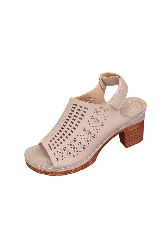 Platform Sandals for Women Sling Wedge Sandals Hollow-Out Low Heel Open Toe Ankle Boots Cutout Shoes Slingback Sandals Khaki 41