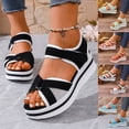 thumbnail image 1 of Hurxie Platform Water Sandals for Women Chunky Wedge Lug Sole Comfortable Summer Walking Beach Shoes Pink 38, 1 of 7