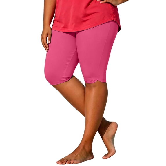 Hurxie Plus Size 8" Biker Shorts - High Waisted Yoga Shorts for Women, Workout Gym Cycling Athletic Hot Pink,2XL
