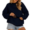 thumbnail image 1 of Hurxie Plus Size Sweatshirts for Women Oversiezd Long Sleeve Shirts Dressy Crewneck Trendy with Zipper Pockets Pullover Tops Navy,M, 1 of 7