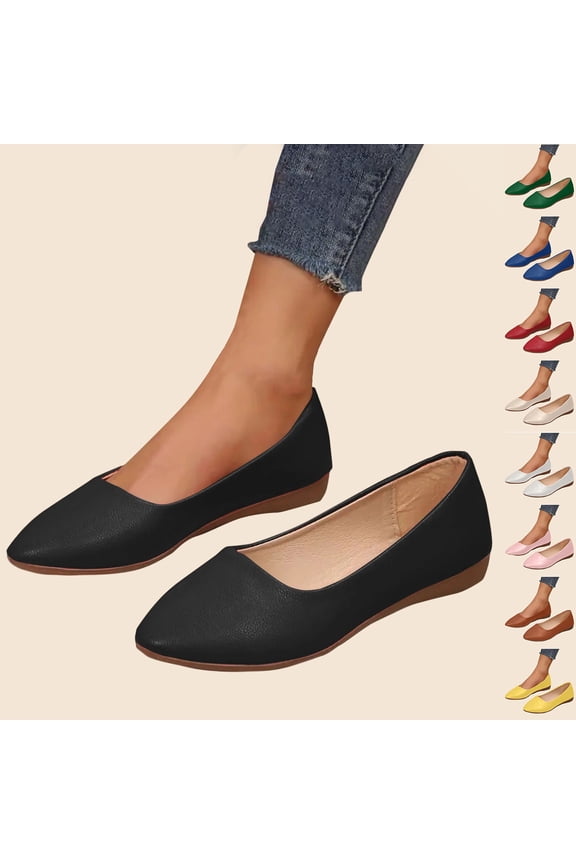 Pointed Toe Flats for Women – Slip-On Dressy Ballet Flats with Memory Foam | Lightweight Comfortable Business Casual Shoes Black 41