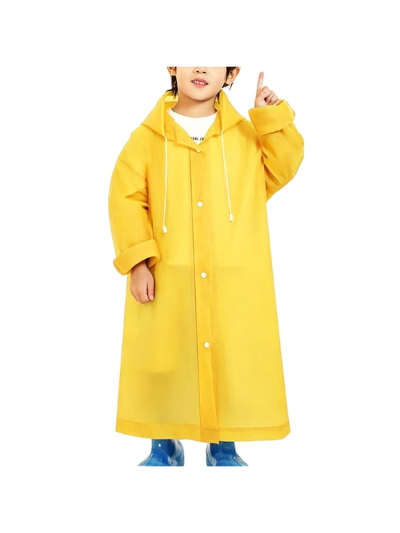 Rain Ponchos for Kids, Reusable Raincoats Jackets with Hoods and Sleeves Lightweight for Girls Boys 9-11Years
