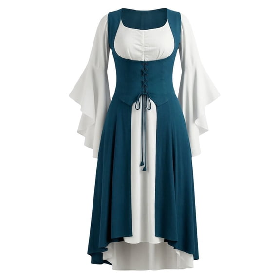 Hurxie Renaissance Dress Outfit Medieval Costume Elf Cosplay Outer Garment