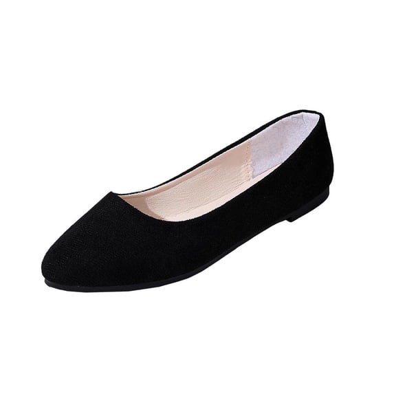 Hurxie Round Toe Women Flat Shoes Slip on Girls Dress Black Ballet Flats Black