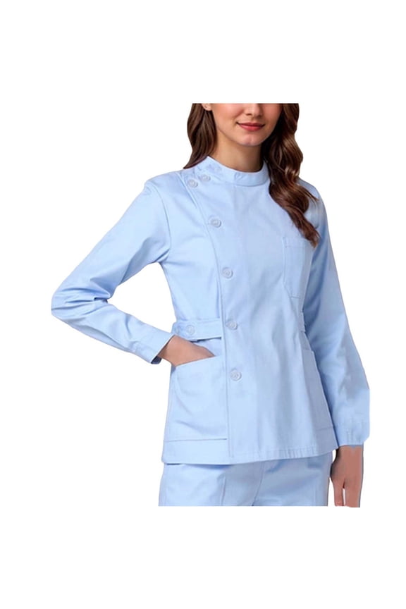 Scrubs jacket for women, Women's Medical Scrubs Jacket with Pockets Blue,2XL