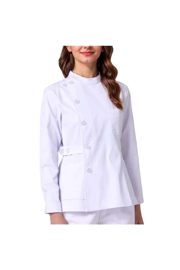 Scrubs jacket for women, Women's Medical Scrubs Jacket with Pockets White,L