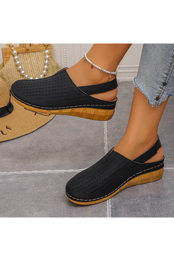 Shoes for Women Clogs Sandals: Comfortable Closed Toe Wedge Shoes Sling-Back Walking Mules with Arch Support Black 39