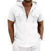 thumbnail image 1 of Hurxie Short Sleeve Hoodies for Men Cotton Hoodies Summer Sweatshirt Lightweight Breathable Workout Shirts Pullover White,2XL, 1 of 6