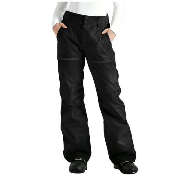 Hurxie Snow Pants Womens Ski Hiking Pants Outdoor Insulated Softshell Winter Fleece Lined Snowboard Pants 4 Pockets Black 2XL