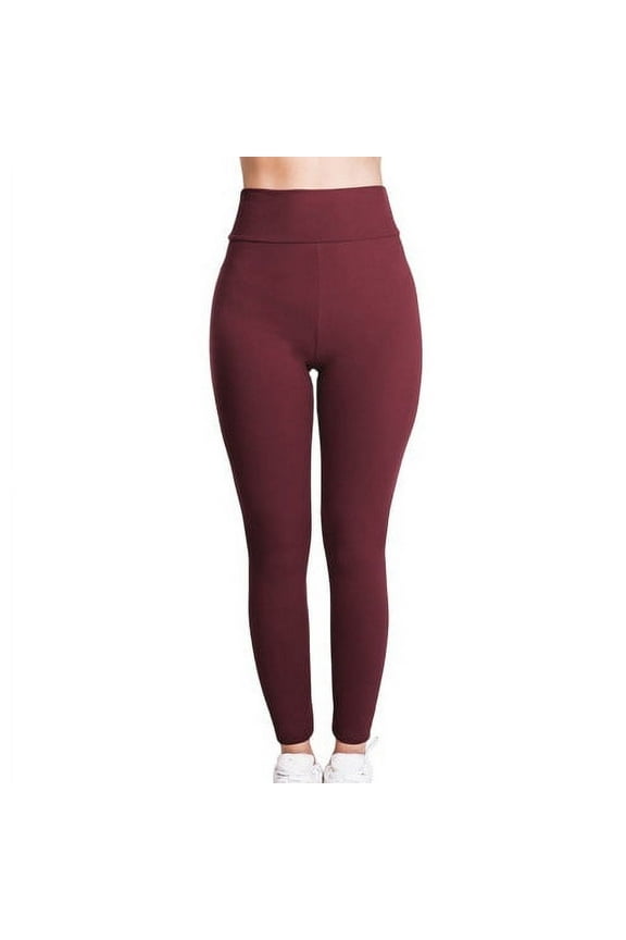 Soft Leggings for Women High Waisted Tummy Control Workout Yoga Cycling Tights Pants Wine M