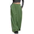 thumbnail image 1 of Hurxie Soft Wide Leg Pants for Women High Waist Casual Loose Pants with Pockets-27/29"/ 31" Inseam Green XL, 1 of 6