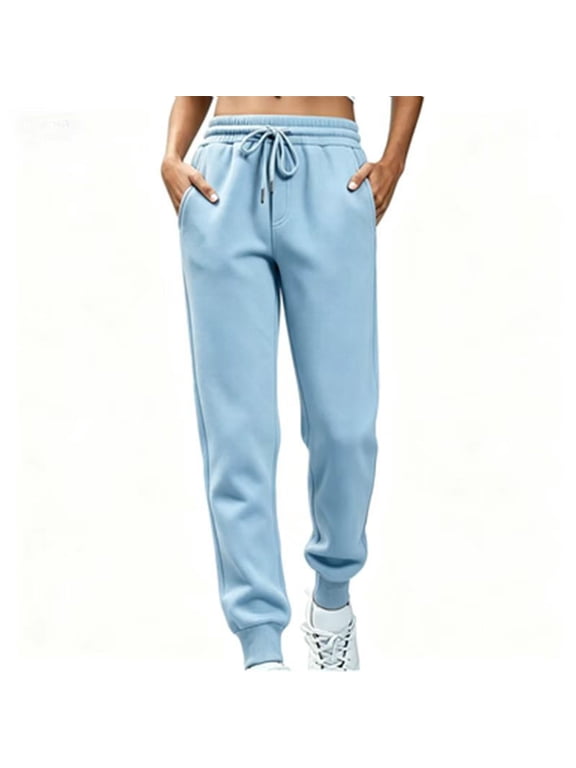 Sweatpants for Women, Fleece Cinch Bottom Joggers, Cozy Lounge Pants