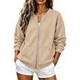 thumbnail image 1 of Hurxie Sweatshirt for Women Zip Up Lightweight Jacket with Pockets Light Zipper Trendy Streetwear Office Travel Sweatshirts, 1 of 7