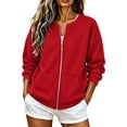 thumbnail image 1 of Hurxie Sweatshirt for Women Zip Up Lightweight Jacket with Pockets Light Zipper Trendy Streetwear Office Travel Sweatshirts, 1 of 7