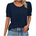 thumbnail image 1 of Hurxie T-Shirts for Women - Short Sleeve Basic Tees Soft Crew Neck Trendy Summer Tops for Casual Outfits Navy M, 1 of 7