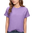 thumbnail image 1 of Hurxie T Shirts for Women Short Sleeve Spring Summer Tops Soft Basic Tees Beach Vacation Clothes for Casual Purple M, 1 of 7