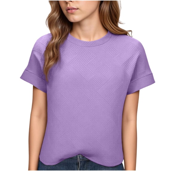 Hurxie T Shirts for Women Short Sleeve Spring Summer Tops Soft Basic Tees Beach Vacation Clothes for Casual Purple M