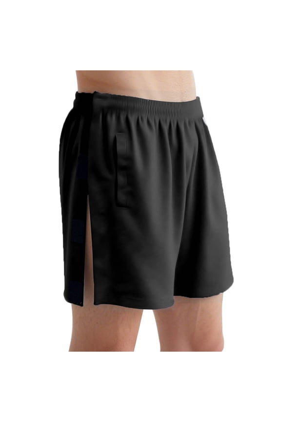 Tear Away Shorts Snap Shorts Post Knee Hip Surgery Recovery Lounge Short with Pockets Black,XL