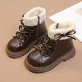 thumbnail image 1 of Hurxie The Children's Place Girl's Baby Toddler Classic Ankle Boots, Faux Fur Lined Brown 3.5-4Years, 1 of 4